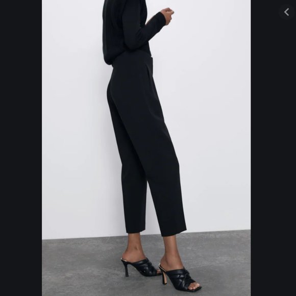 ZARA BLACK HIGH WAIST PLEATED PANT TROUSERS WITH DARTS - Picture 5 of 17